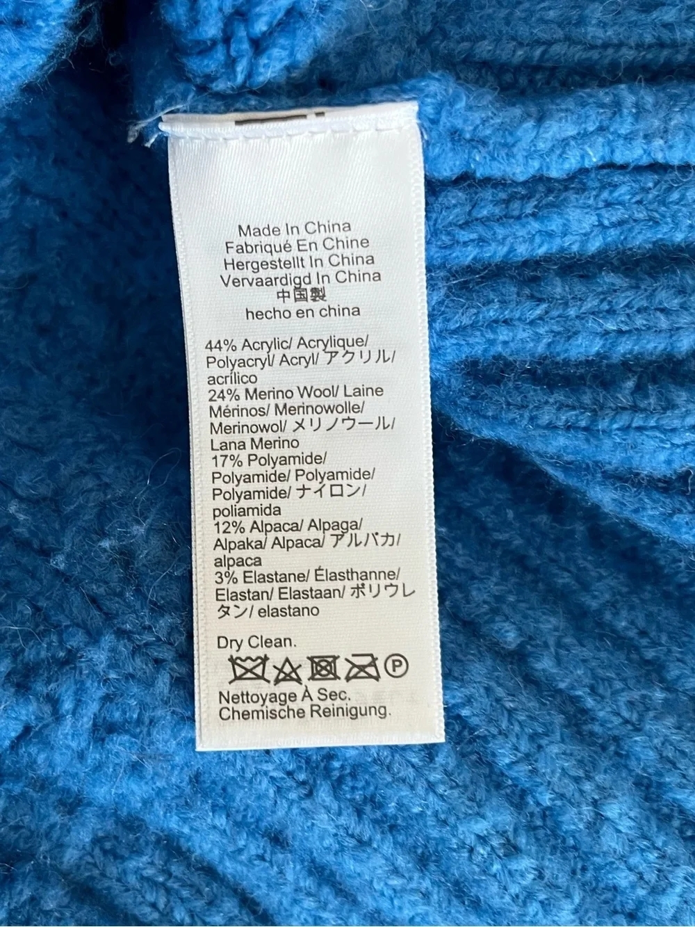 J.Crew wool alpaca blend Bright Blue Cable Knit oversized cardigan size S - Picture 6 of 9